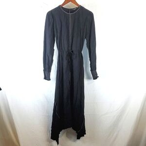 Zara Black Asymmetrical Midi Dress‎ With Contrast Stitching